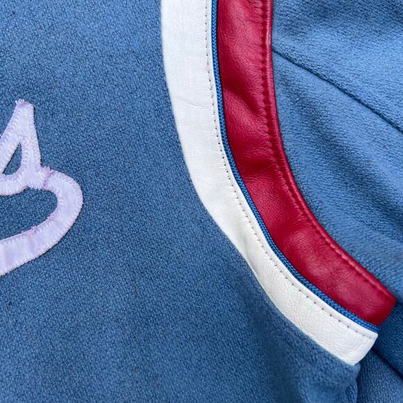 True Vintage Rams Brad Varsity Jacket School Letterman Blue Shoulder Stripe Wool - Picture 13 of 16